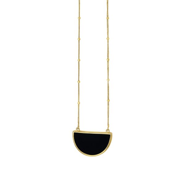 14K BLACK ONYX HALF MOON NECKLACE C16250-18 - Image 2