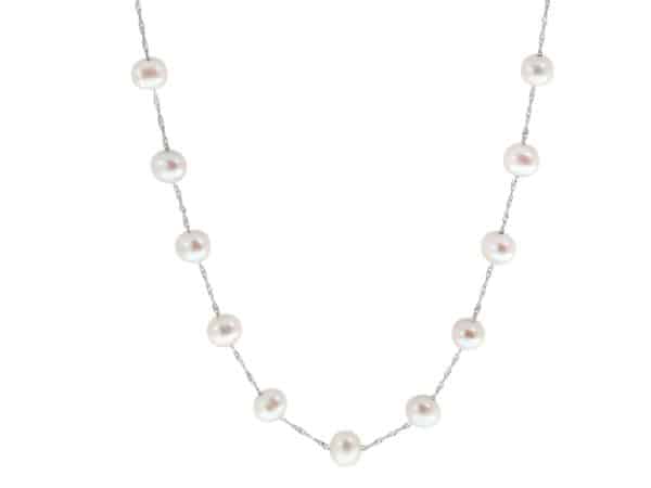 14K WHITE GOLD FRESHWATER PEARL NECKLACE NW00642PF - Image 4