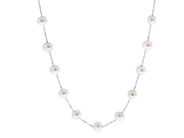 14K WHITE GOLD FRESHWATER PEARL NECKLACE NW00642PF