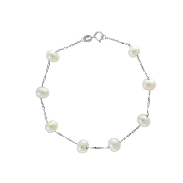 14K WHITE GOLD FRESHWATER PEARL BRACELET BW00642PF - Image 5