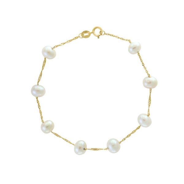 14K YELLOW GOLD FRESHWATER PEARL BRACELET BY00642PF - Image 2