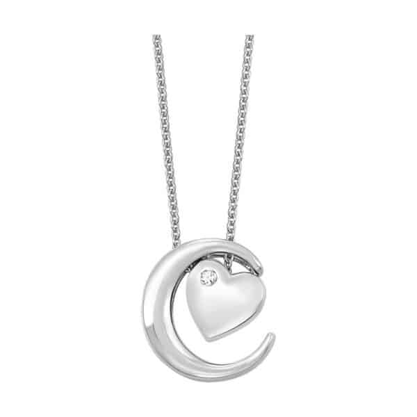 STERLING SILVER HEART/MOON PENDANT PD10613-SSW