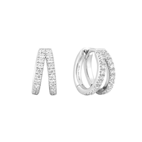 ANIA HAIE SILVER DOUBLE PAVÉ HUGGIES E059-16H