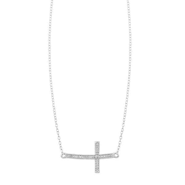 STERLING SILVER CROSS PENDANT NECKLACE PD11159-SSSC