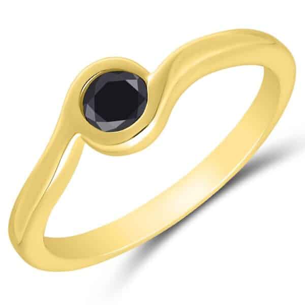 BLACK DIAMOND YELLOW GOLD RING 3180310250Y - Image 2