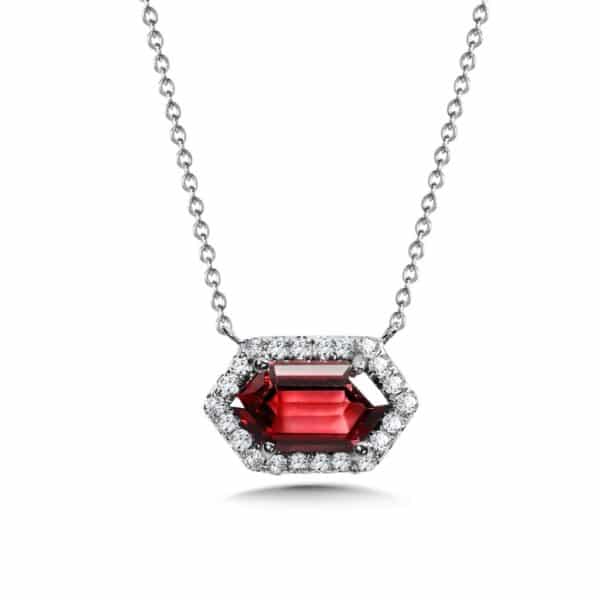 14K GARNET AND DIAMOND PENDANT CGP761W-DGT