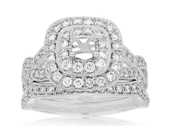 14K HALO SEMI-MOUNT WEDDING SET WC7686S