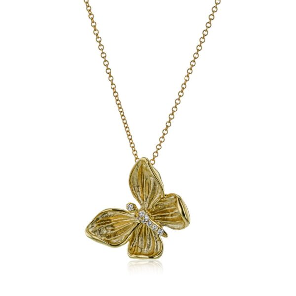 SIMON G. MONARCH BUTTERFLY PENDANT NECKLACE IN 18K GOLD WITH DIAMONDS DP272