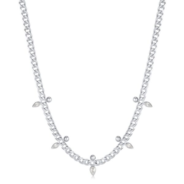 ANIA HAIE SILVER CURB CHAIN SPARKLE POINT NECKLACE N053-07H