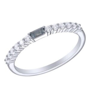 10K AQUAMARINE & DIAMOND RING M6775