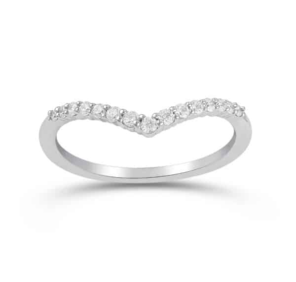14K WHITE GOLD DIAMOND "V" BAND W900226