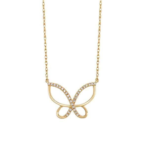 10K YELLOW GOLD DIAMOND BUTTERFLY PENDANT PD34099-1YSC