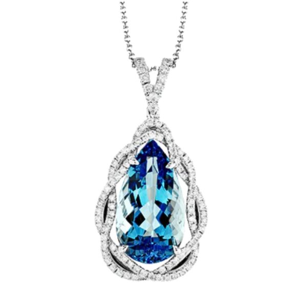 SIMON G. AQUAMARINE AND DIAMOND PENDANT LP4403