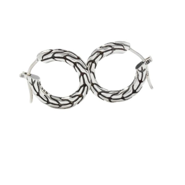 JOHN HARDY CARVED CHAIN HOOP EARRINGS EB999709 - Image 2