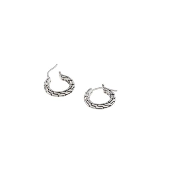 JOHN HARDY CARVED CHAIN HOOP EARRINGS EB999709 - Image 3