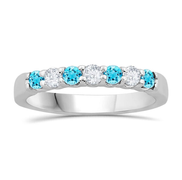 AQUAMARINE AND DIAMOND BAND M5455