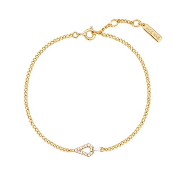 GOLD GEOMETRIC CUBIC ZIRCONIA BRACELET B059-02G - Image 2