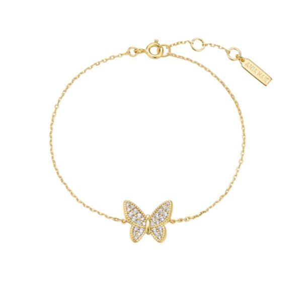 GOLD BUTTERFLY PAVE BRACELET B064-02G - Image 2