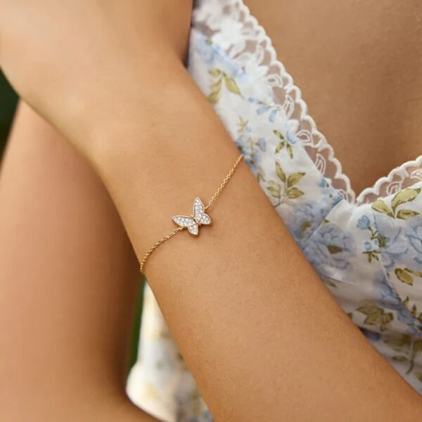 GOLD BUTTERFLY PAVE BRACELET B064-02G - Image 3