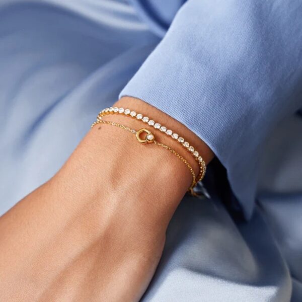 GOLD HOOP FRESHWATER PEARL BRACELET B058-03G - Image 2
