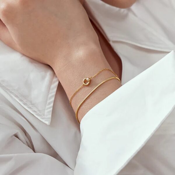 GOLD HOOP FRESHWATER PEARL BRACELET B058-03G - Image 3