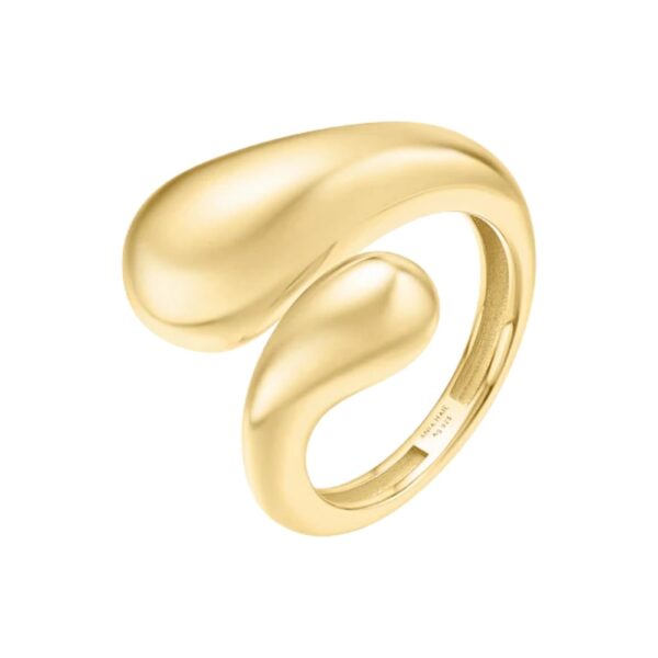 GOLD SCULPTURAL CROSSOVER RING R062-03G - Image 2