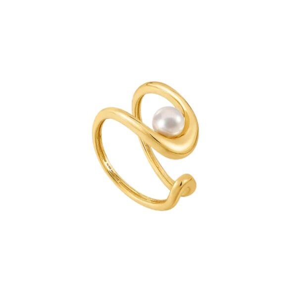 GOLD PEARL SCULPTED ADJUSTABLE RING R043-02G