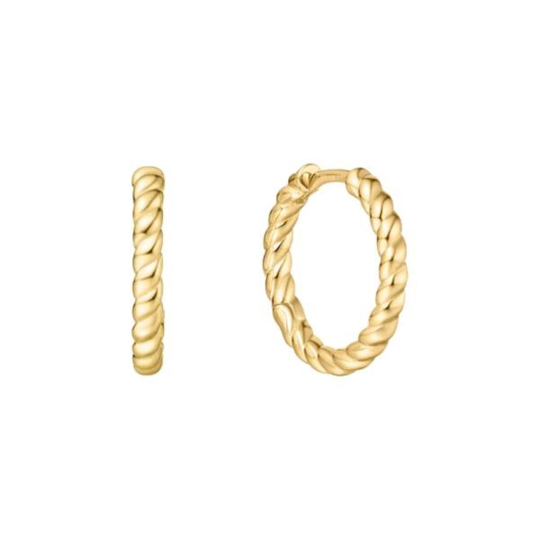 GOLD TEXTURE MEDIUM HUGGIE HOOP EARRINGS E063-05G
