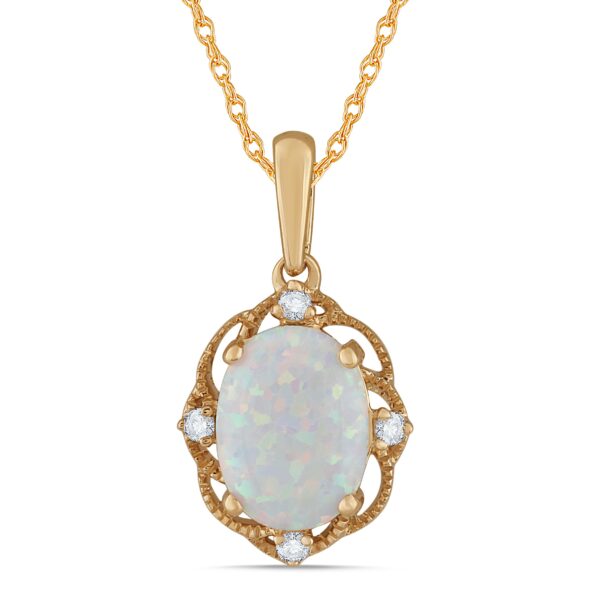 10K YELLOW GOLD DIAMOND AND OPAL PENDANT M6220
