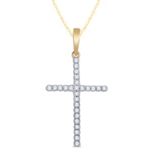 10K YELLOW GOLD DIAMOND CROSS PENDANT M4357