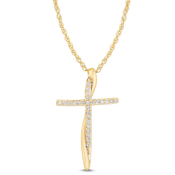 YELLOW GOLD DIAMOND CROSS PENDANT M3684