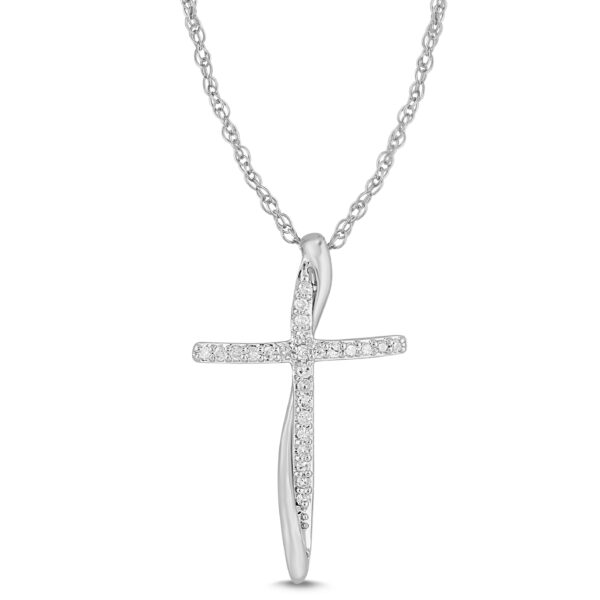 WHITE GOLD DIAMOND CROSS PENDANT M3684