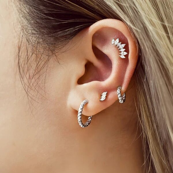 ANIA HAIE SILVER TRIPLE MARQUISE STUD EARRINGS E063-01H - Image 2