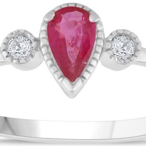 RUBY AND DIAMOND PEAR BIRTHSTONE RING M6157