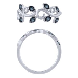 BLUE TOPAZ LEAF AND VINE BIRTHSTONE RING M5940