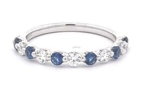 14K WHITE GOLD DIAMOND AND SAPPHIRE BAND W2803SP
