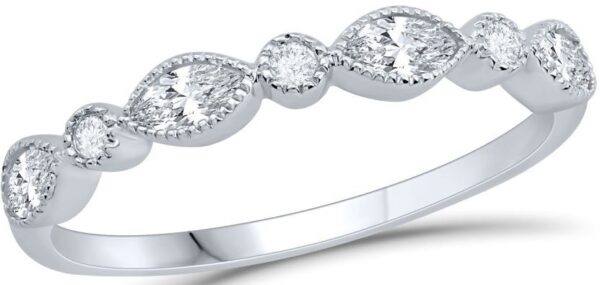 WHITE SAPPHIRE AND DIAMOND BIRTHSTONE BAND M5429