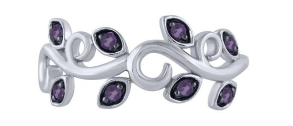 AMETHYST LEAF AND VINE BIRTHSTONE RING M5930