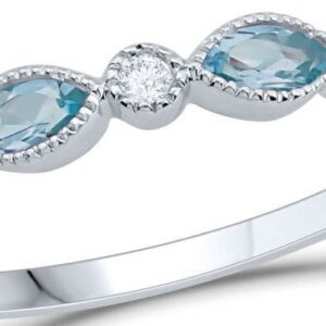 AQUAMARINE AND DIAMOND BAND M5428