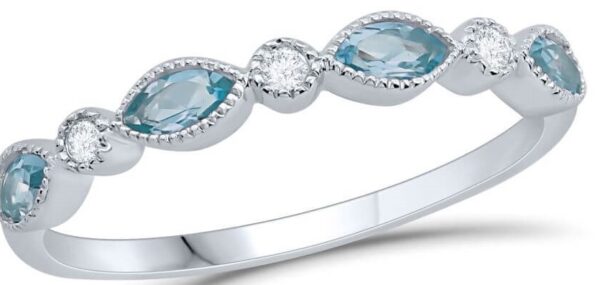 AQUAMARINE AND DIAMOND BAND M5428
