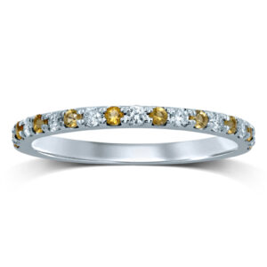 10K WHITE GOLD CITRINE DIAMOND BAND M4783