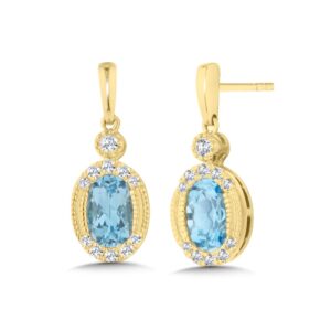 14K BLUE TOPAZ AND DIAMOND DROP EARRINGS CGE220Y-DBT