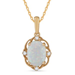 10K YELLOW GOLD DIAMOND AND OPAL PENDANT M6220