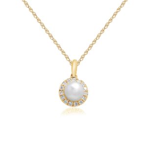 YELLOW GOLD DIAMOND PEARL PENDANT M5184