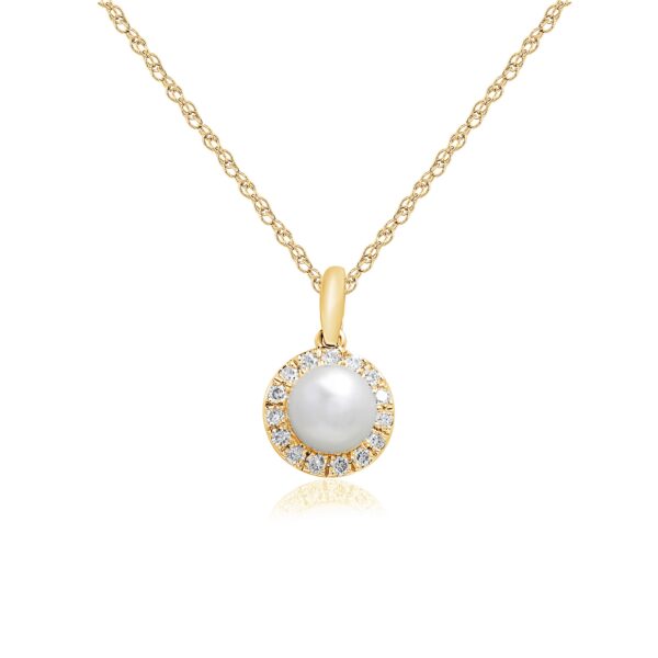 YELLOW GOLD DIAMOND PEARL PENDANT M5184