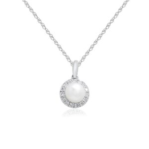 10K WHITE GOLD DIAMOND PEARL PENDANT M5184