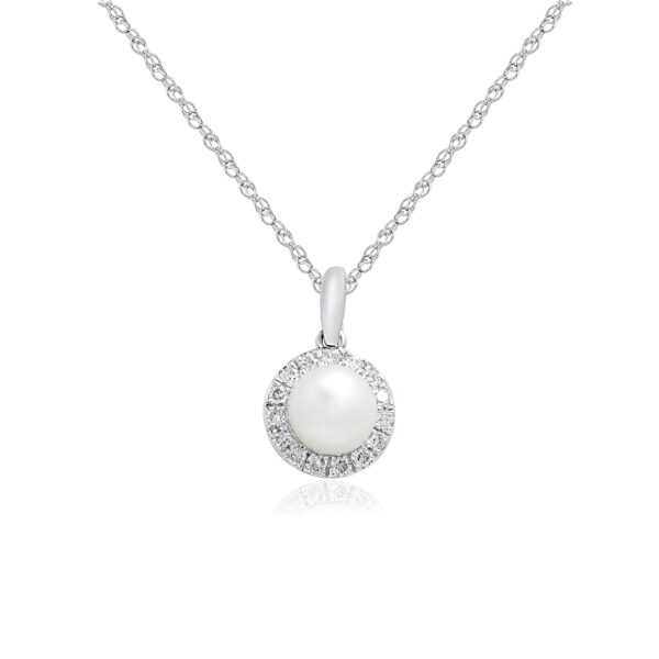 10K WHITE GOLD DIAMOND PEARL PENDANT M5184