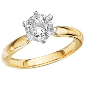 14K YELLOW GOLD KNIFE EDGE SOLITAIRE SEMI MOUNT 114001-6RD100TY