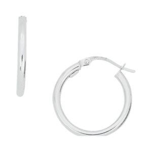 15MM WHITE GOLD HOOP EARRINGS 5U304A