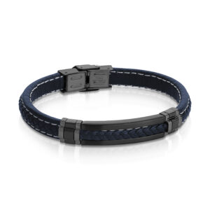 ITALGEM STEEL BRAIDED LEATHER BRACELET SLB592